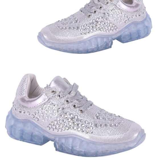 Atalina Shoes - Atalina Silver Bling Fashion Sneakers